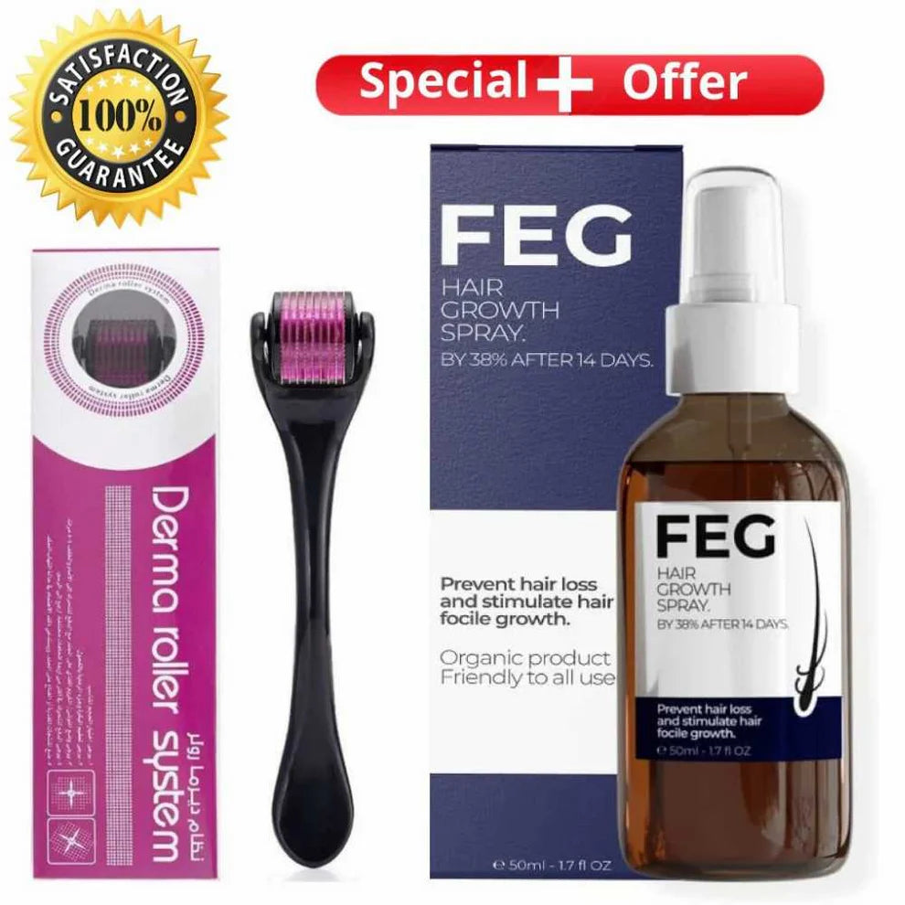 FEG Hair Growth Spray Plus Derma Roller For Both Men and Women