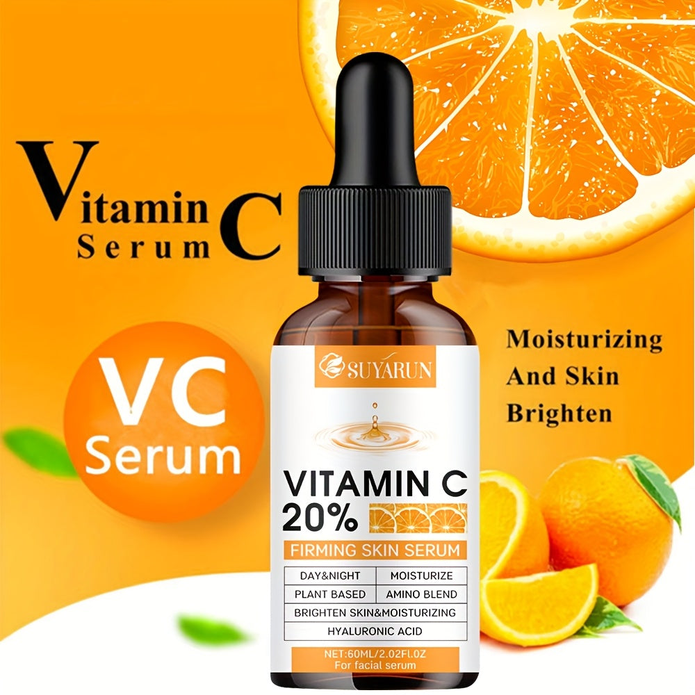 SUYARUN 20% Vitamin C Brightening Serum with Niacinamide, Ceramide, Peptides & Retinol - 48H Hydration, Evens Light Beige & Firms Light Beige, Hypoallergenic Fragrance-Free Formula, Dropper Applicator, Lightweight Non-Greasy,