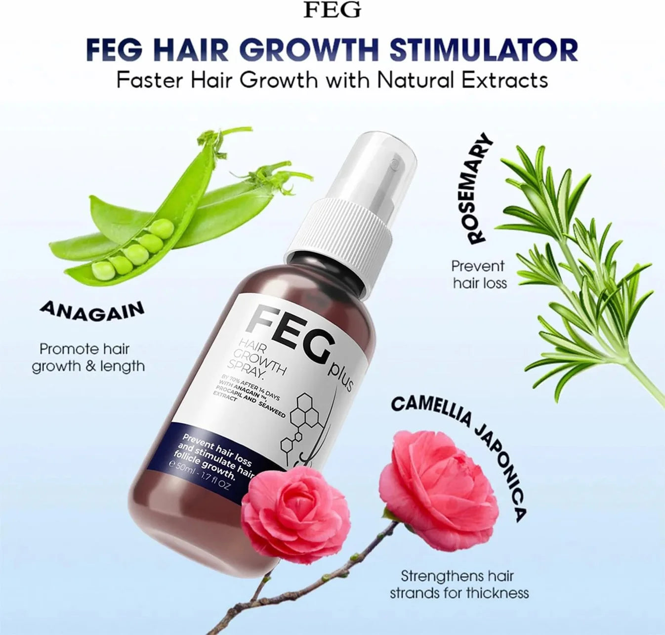 FEG Hair Growth Spray Plus Derma Roller For Both Men and Women