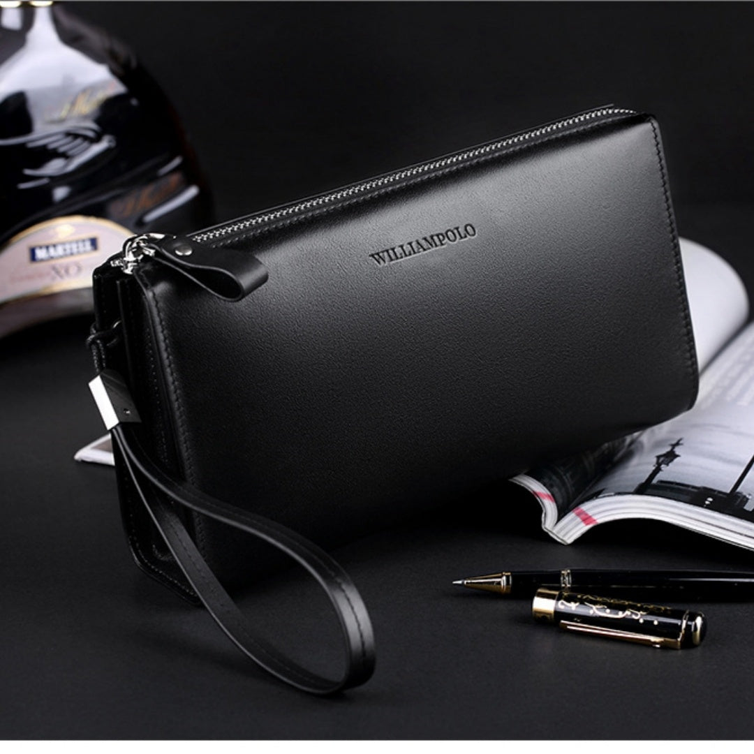 Men’s Genuine Leather Business Clutch Bag – Luxury Handheld Wallet